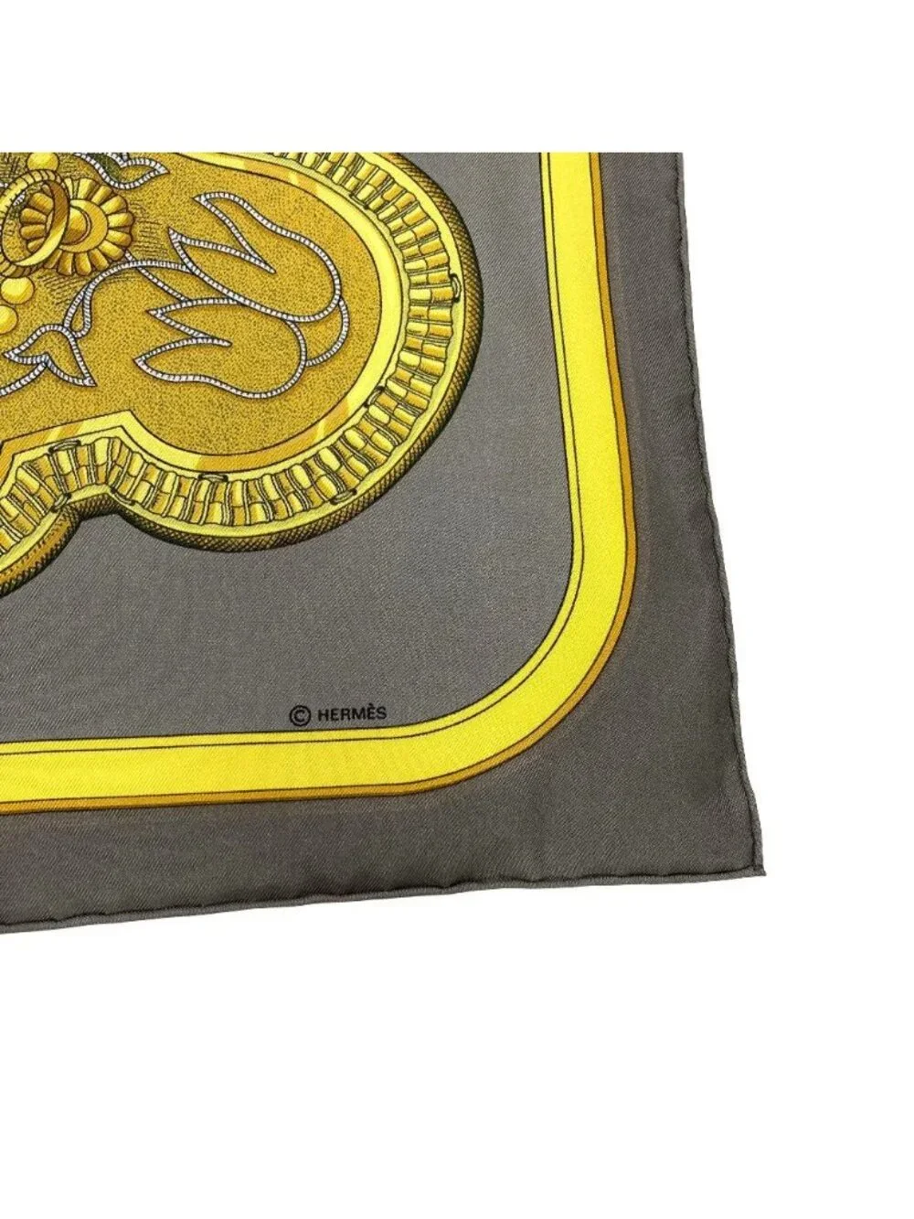 Hermes Grand Apparat Dressed Horse Carre 90 Silk Scarf Gray